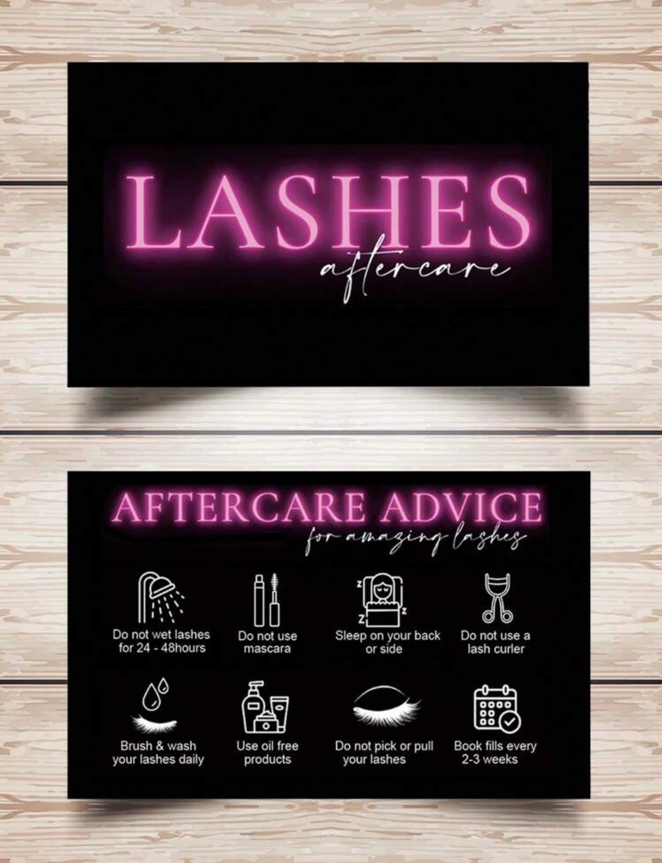 Lashes Aftercare Cards - 50 pack